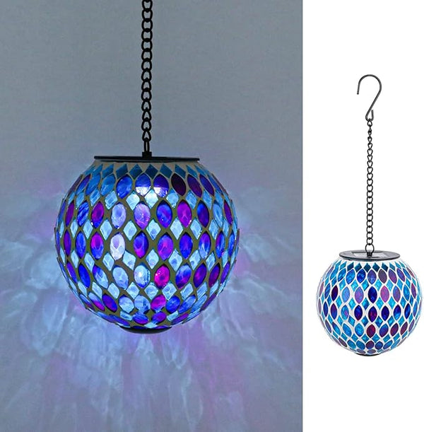 VCUTEKA Hanging Solar Lanterns Mosaic Solar Lights with Hook Up, Outdoor Garden Lights Decor for Yard Tree Fence | Lumora
