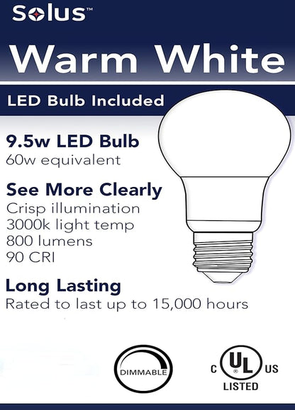 Solus S76WF Nautical Oblong Outdoor Wall Mount Light – Black or White, Composite, Frosted Diffuser – LED Bulb Included, Non-Corrosive (Black, Warm White (3000K), Single Pack)
