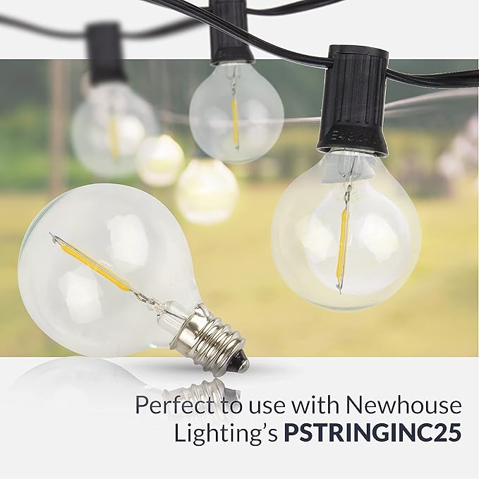 Newhouse Lighting G40LED25 25 Pack LED Clear Globe Outdoor String Fits E12 and C7 Base 1.57 Inch G40 Replacement | Lumora