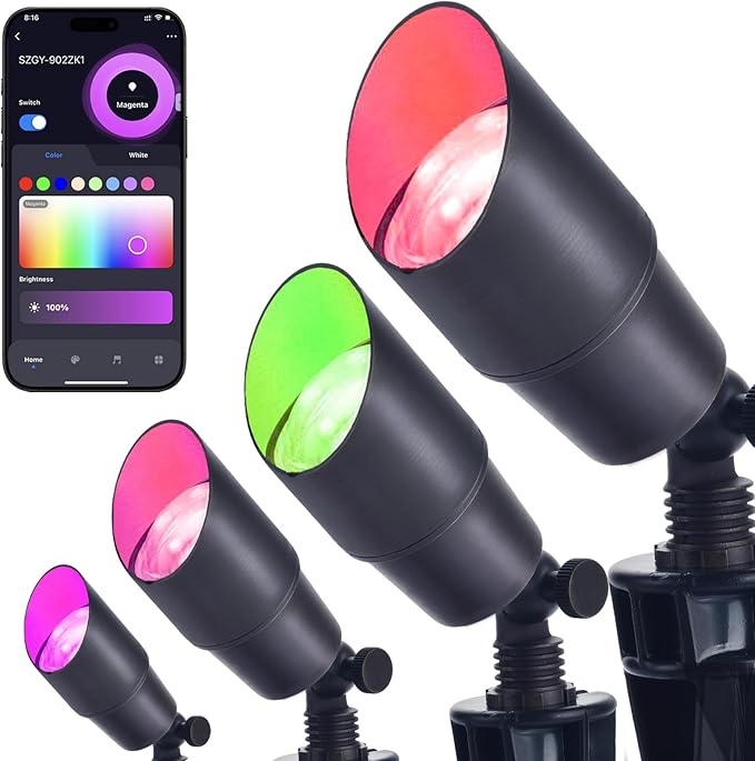 RGB Landscape Lighting, Smart Low Voltage Landscape Lighting Kit with Color Changing, 4 Pack 12 Volt Landscape | Lumora