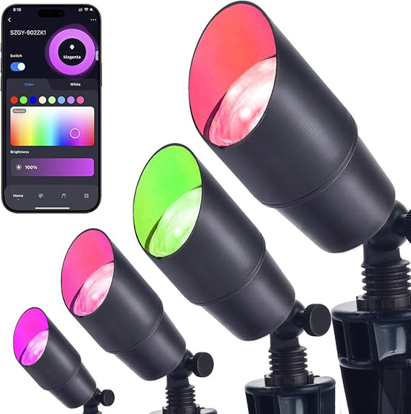 RGB Landscape Lighting, Smart Low Voltage Landscape Lighting Kit with Color Changing, 4 Pack 12 Volt Landscape | Lumora