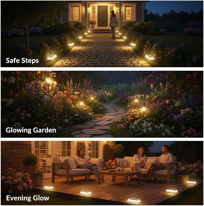 Outdoor Solar Pathway Lights, 2 Pcs, 3000K Warm White Led Ground Lights, 10-12H Runtime, 1200Mah Battery, Yard | Lumora