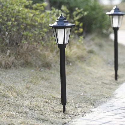 4 Pcs Solar Lawn Path Lights Hexagon Garden Lamp with White Led, Ground Landscape Lighting for Patio Yard Outdoor Solar Decor