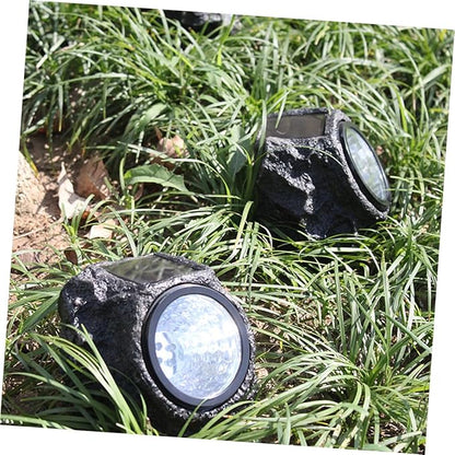HOMSFOU 2pcs Simulation Stone Solar Lamp Outdoor Landscape Light Solar Pathway Lamp for Patio Driveway