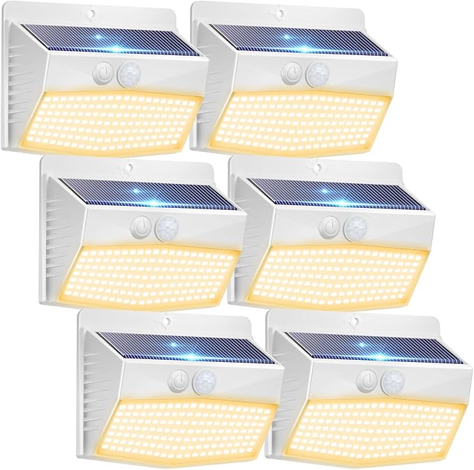 Peasur 6 Packs Solar Outdoor Lights Motion Sensor, Solar Security Lights Waterproof with 3 Lighting Modes Solar | Lumora