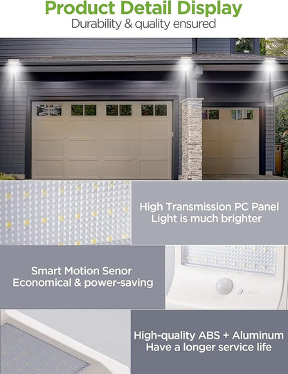 InnoGear Solar Gutter Lights Outdoor, 80 LED Wall Mount Lighting with Motion Sensor 4 Working Modes IP65 Waterproof 450 Lumens for Front Door Yard Garage, Pack of 2