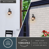 VAXCEL 2-Pack Chatham 12 in. H 1-Light Textured Black Coastal Outdoor Wall Sconce Made of Durable Steel, Clear | Lumora