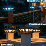SIEDiNLAR Solar Post Lights Outdoor 2 Modes LED Deck Fence Cap Light for 4x4 5x5 6x6 Posts Patio Garden Decoration | Lumora