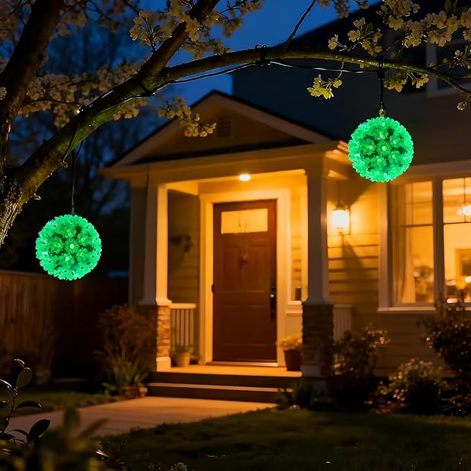 LUCKY SHINE 50 LED Green Starlight Sphere Ball Lights, UL Certified and Commercial Garade 6" Sphere Light, for Indoor and Outdoor Use.