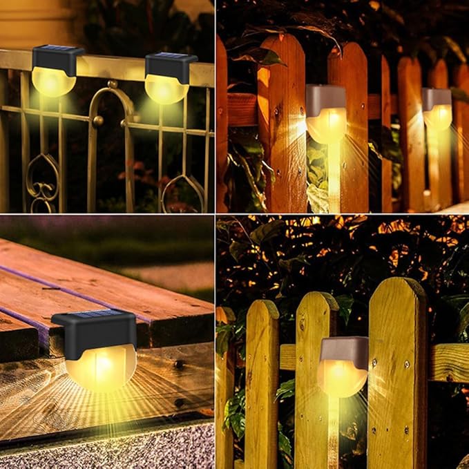 Homoyoyo Solar Power LED Stair Light Warm Glow Outdoor Fence Handrail Lamp for Garden Deck Patio Pathway | Lumora