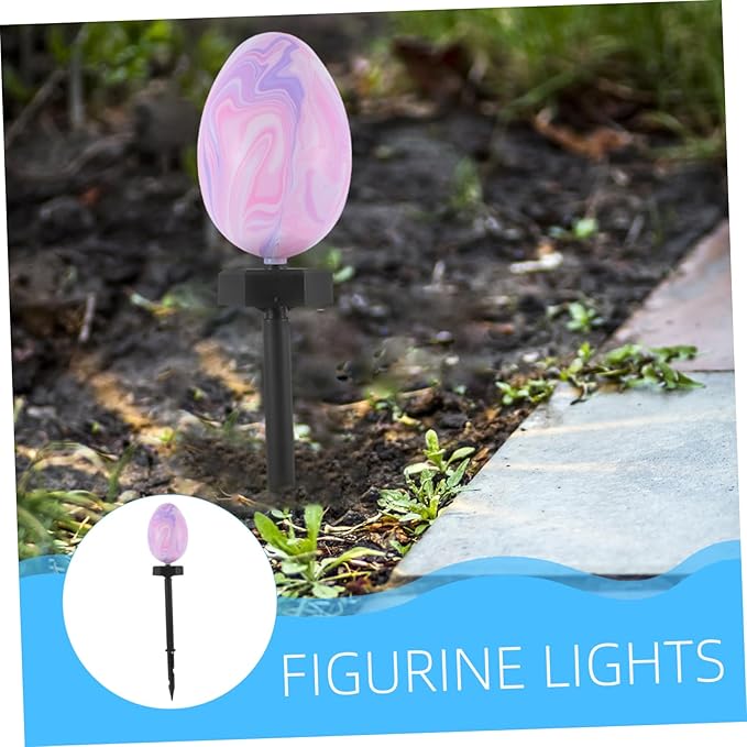 Kisangel Easter Solar Garden Stake Lights Led Egg Shape Outdoor Decorative Solar-Powered Pathway Lighting