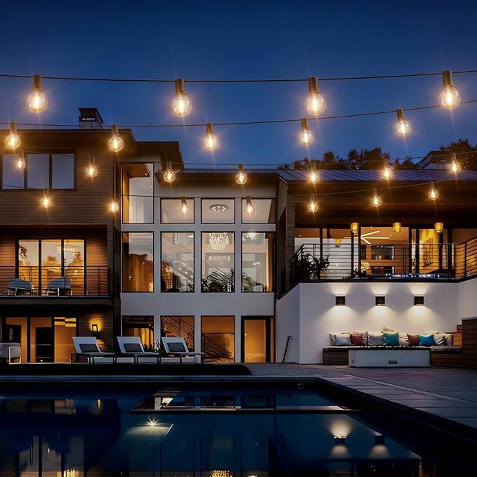 Svater Solar Outdoor String Lights 50 FT, G40 Patio Lights Shatterproof Dimmable Vintage Edison Bulbs, Solar | Lumora