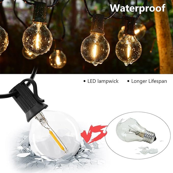 400FT Outdoor String Lights Waterproof/Connectable/Dimmable LED Shatterproof Bulbs,Patio Lights Outdoor Lighting | Lumora