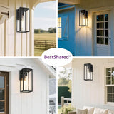 Bestshared Outdoor Wall Sconce, 2-Pack 15 Inch Exterior Wall Lanterns with Clear Glass, Anti-Rust Black Porch | Lumora