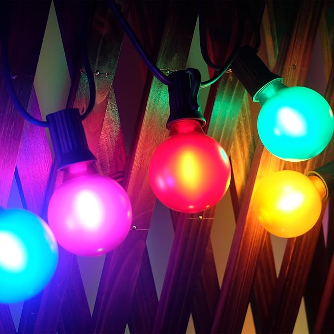 G40 Globe String lights,Frosted Multicolor LED Christmas Lights with 27 Shatterproof LED Bulbs, Hanging Christmas Tree Lights for Indoor Outdoor Holiday Party Backyard Christmas Decoration, Green Wire