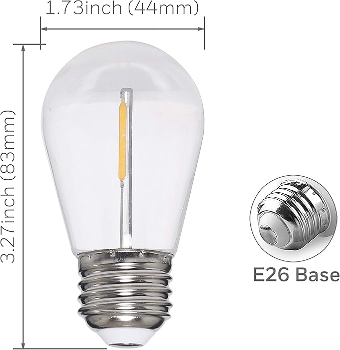 Honeywell E26 LED Outdoor Indoor String Lights, 24 FT (Maximum 1680FT) Commercial Grade Patio Gazebo Porch Party Decor Light, Vintage Style Café Lighting in Bistro Pergola Backyard