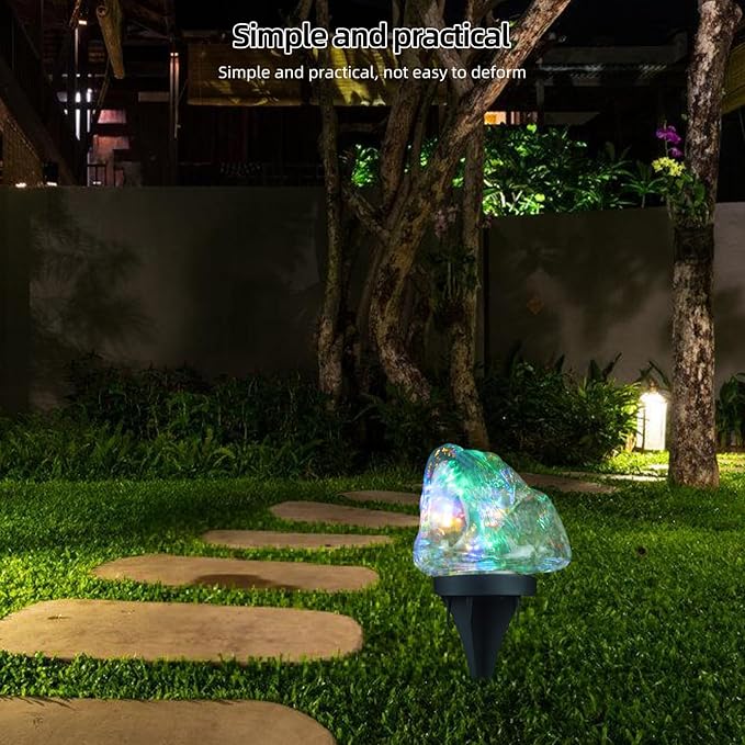 POPETPOP Decorative Solar Pathway Lights Outdoor Led Pebble Shape Lights for Lawn Driveway and Garden Easy Installation