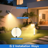 Solar Spot Lights Outdoor Adjustable Beam & PC Light Guide Column, 12 Pack Solar Lights Outdoor Waterproof IP65, 2 | Lumora