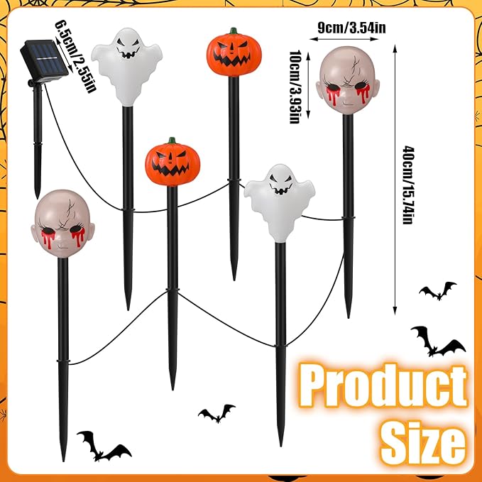 6 Pack Halloween Decorations Outdoor Solar Stake Lights Halloween Lights Waterproof for Garden Patio Yard Pathway Grave Lawn Porch Party Decor(Purple Ghost)