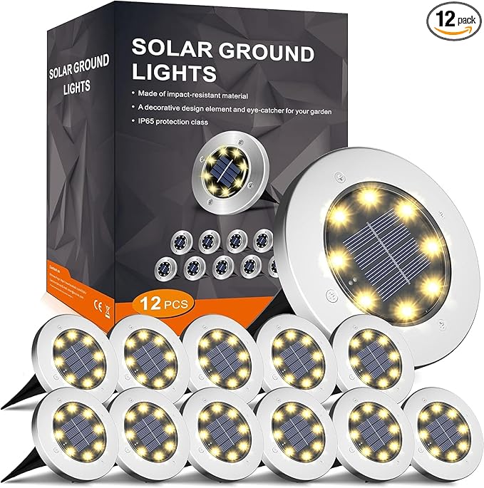 INCX Solar Lights Outdoor Waterproof,12 Pack Solar Lights for Outside, Solar Garden Lights Landscape Lighting for | Lumora