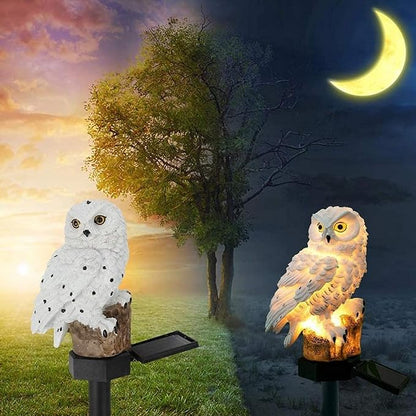 Owl Garden Stake Solar Lights Outdoor Waterproof Decorative Resin Owl LED Lighting with Stake for Garden Lawn Pathway Yard Decorations