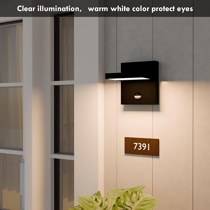 Motion Sensor Outdoor Rotatable Wall Light Exterior LED Lights Fixtures Aluminum Wired Porch Lamps Adjustable | Lumora