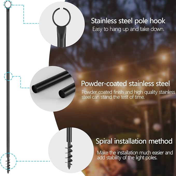 Espird String Light Poles for Outdoor 2 Pack,10 Ft Outside String Light Pole for String Lights, Backyard Patio | Lumora