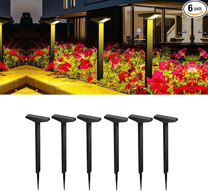Solar Pathway Lights 6 Pack Outdoor, Waterproof Solar Garden Lights for Lawn, Patio, Walkway ，Auto On/Off, Warm White 3000K Decorative Landscape Lighting