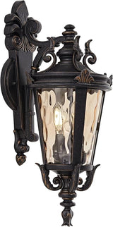 John Timberland Casa Marseille European Outdoor Wall Light Fixture Bronze Scroll 21 3/4" Champagne Hammered Glass | Lumora