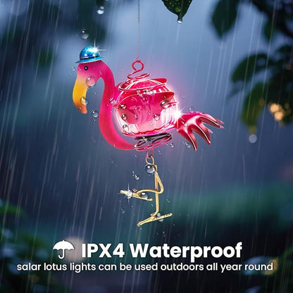 Solar Hanging Flamingo Lights LED Waterproof Powered Outdoor Garden Decor Light Unique Decorations for Sister Birthday Gardening Gifts for Mom Women Backyard Front Porch Balcony Yard Path