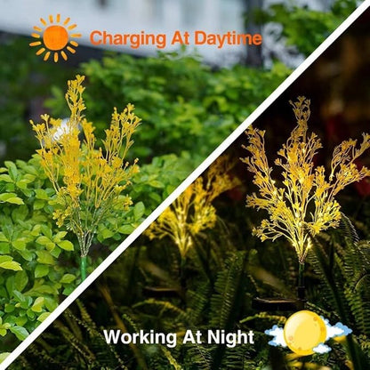 Solar Lights Outdoor Garden Decorative, 2 Pack Solar Powered Phalaenopsis Rape Flowers Lights Design, Upgraded Garden Solar Lights Waterproof IP65, Solar Garden Decor