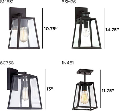 John Timberland Arrington Modern Industrial Outdoor Wall Light Fixture Mystic Black Steel 10 3/4" Clear Glass Panel for Exterior House Porch Patio Outside Deck Garage Front Door Garden Home