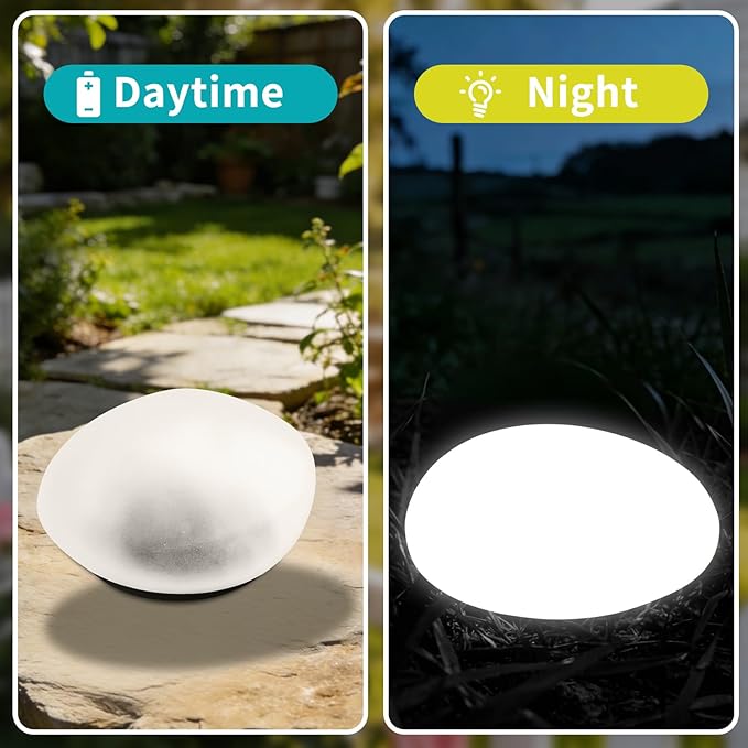 Solar Powered Outdoor Lights - Waterproof Garden Path Lighting, Pebble Shape Landscape Lights for Yard, Lawn | Lumora
