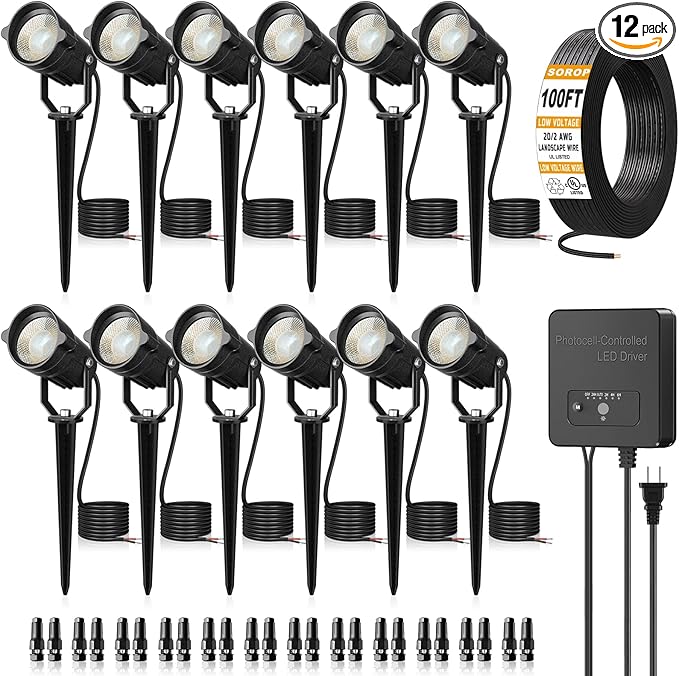 6W Landscape Lighting Kit, Low Voltage Landscape Lights with Transformer 100FT UL-Listed Wire & Connectors, 3000K | Lumora