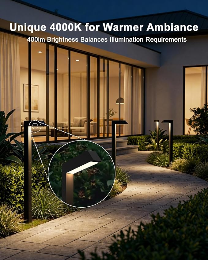 Low Voltage Pathway Lights, 4.5W LED Landscape Lighting, 4000K, 12-24V AC/DC, IP65 Waterproof, Aluminum, Black, 8 Pack