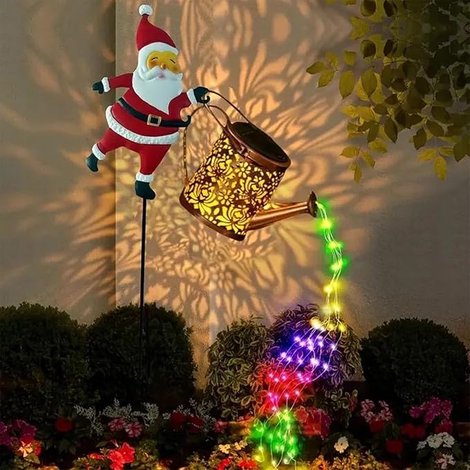 Christmas Santa Solar Kettle Lights,Garden Lawn Decorative Lights,IP65 Waterproof Outdoor Lantern Decoration for Pathway Patio (Seven Colors)