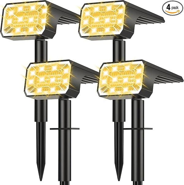 Solar Spot Lights Outdoor Waterproof IP65, [4 Pack/100 LED/4 Modes] Solar Landscape Spotlights, Auto On/Off High | Lumora
