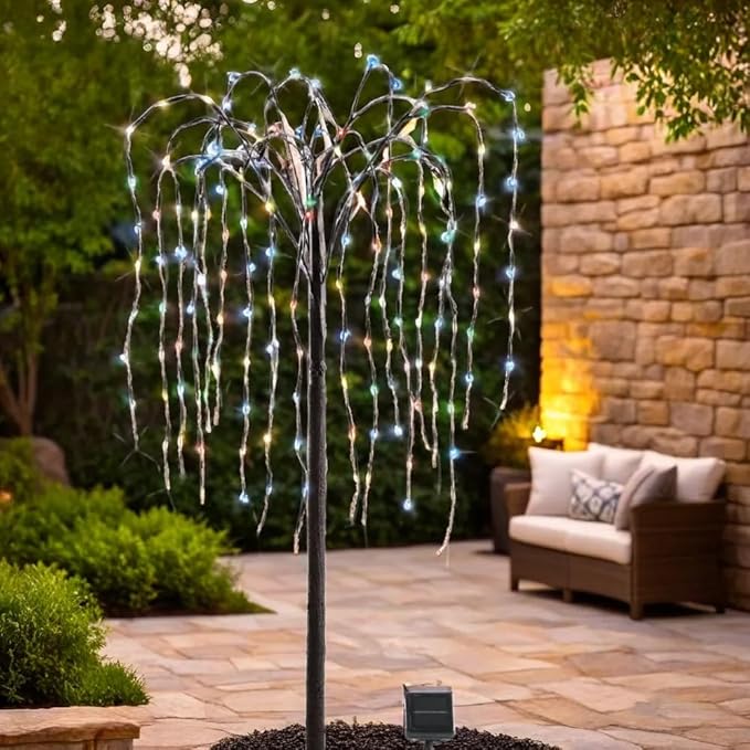 Collections Etc. LED Solar Willow Tree, Outdoor Solar Tree with Colorful Solar-Powered Lights with Adjustable | Lumora