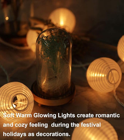 Mini Lantern Lights String Outdoor, TIGOMOOV 3 Inch Globe Lantern String Lights for Bedroom -20CT Connectable White Lights for Wedding Decorations, Patio,Porch,Window Decor