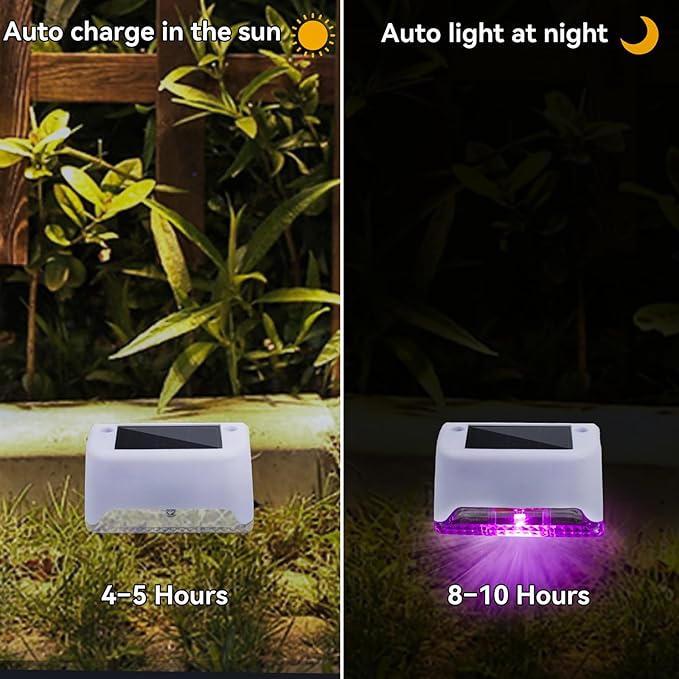 20 Pack Color Change Solar Step Lights Outdoor Small Waterproof RGB LED Stair Lamp Outside Decorative Lighting for Deck, Staircase, Railing, Pool, Retaining Wall, No Drill Install(White Shell)