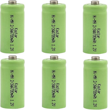 Kastar 6-Pack Ni-MH Battery 2/3 AA Ni-MH 1.2V 700mAh Replacement for Solar Light, Solar Decorations, Solar Flowers, Holiday Solar Lights, Walmart lawn solar lights, Walmart pathway lights, Yard lights