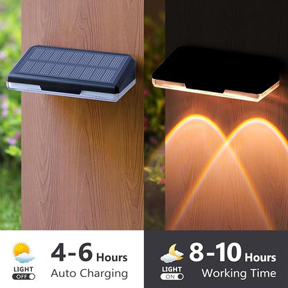Solar Fence Lights Outdoor Waterproof Led, Fixed Colors/Color Changing/3000K, 50 Lumens Fence Lights Solar Powered for Wall/Patio/Outside/Post/Yard/Stair, Auto ON/Off Deck Lighting (8 Pack)