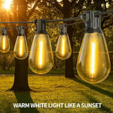 100FT Outdoor String Lights for Outside Patio Lights with 24+1 Shatterproof S14 E12 LED Bulb, 2700K Outside Hanging | Lumora