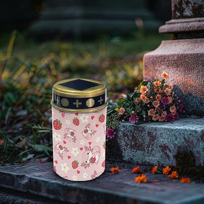 Axolotl Strawberry Solar Garden Stake Lights,Solar Cemetery for Grave Outdoor Lights, Sympathy Memorial Gifts for Grandmother, for Garden Yard Lawn Patio Decor
