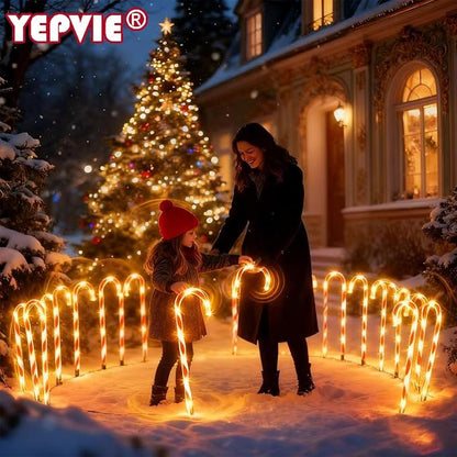 Solar Candy Cane Lights, 12PCS Waterproof Candy Cane Christmas Outdoor Lights with 72LED, 8 Modes 1200mAh Solar Powered Outdoor Decorations Led Light for Christmas Pathway, Yard, Patio, Garden