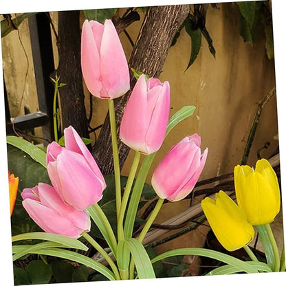 DOITOOL 2pcs Lawn Solar Lamp Head Tulip Design Outdoor Light Ornament for Garden Cloth for Courtyard and Pathway Decor