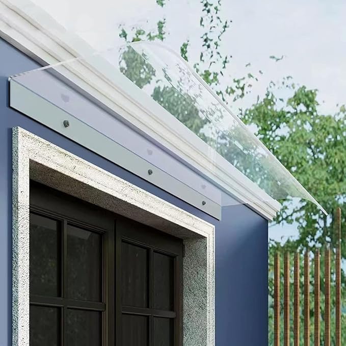 Door Awning Outdoor, Transparent Invisible Rain Shelter Cover, Window Awning,Polycarbonate Awning, UV Rain Snow Sunlight Protection, for Outdoor Front Door Patio-transparent-50x280cm/19.6x110.2in