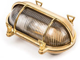 Sunluck Brass Nautical Bulkhead Light,Grid Oval Wall Light,Brass Half Cover Lampshade,Ceiling Mount | Lumora