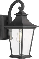 Emliviar Outdoor Wall Lantern, 1-Light Exterior Wall Mount Light with Clear Glass in Black Finish, 18" Height | Lumora
