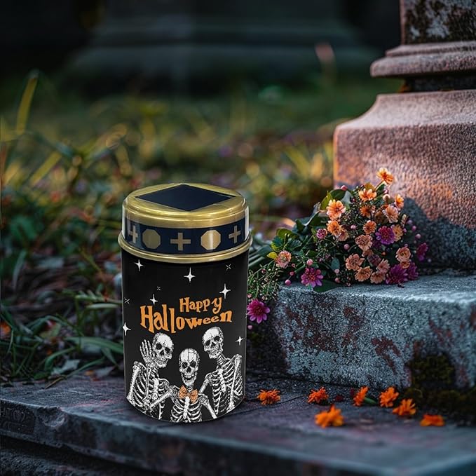 Happy Halloween Solar Lights Outdoor Waterproof Solar Pathway Lights Halloween Decor LED Solar Lantern Landscape Lighting for Yard Patio Solar Stake Lights Wall Light Auto On/Off